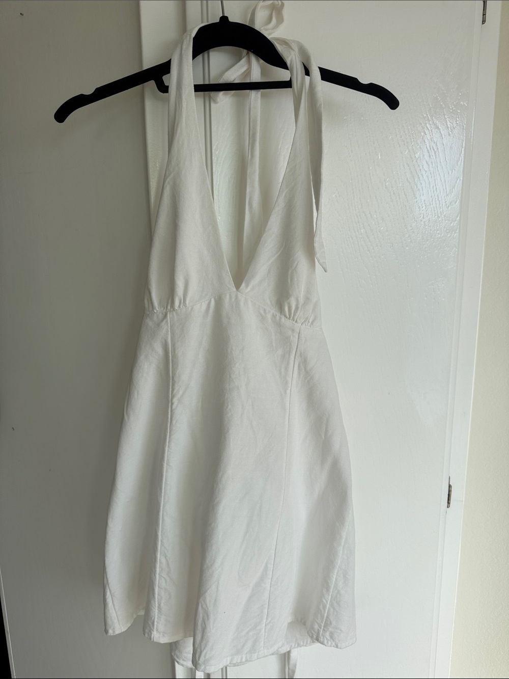 l*space White Cotton Halter Dress with Tie Straps